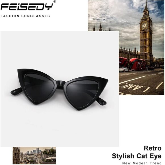 Retro Cat Eye Sunglasses Women UV400 Protection Fashion Vintage Cool - Picture 3 of 7